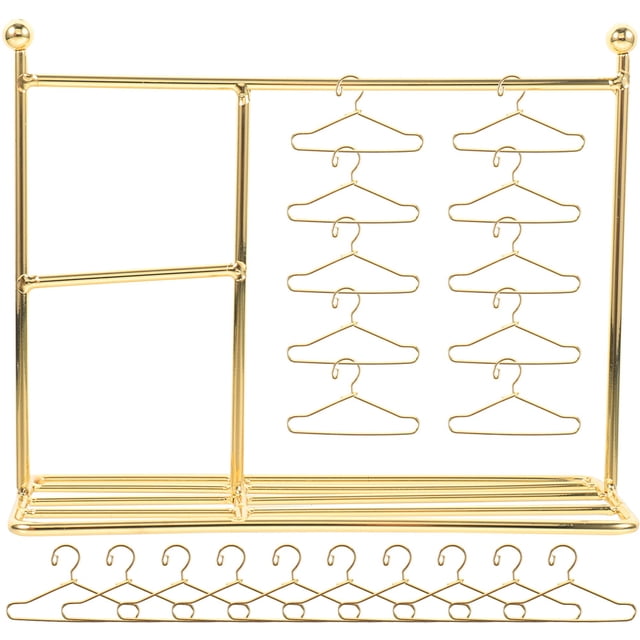 MasteelfCA 21Pcs Doll Garment Rack Mini Dolls Clothes Hanger Miniature Clothes Hanger