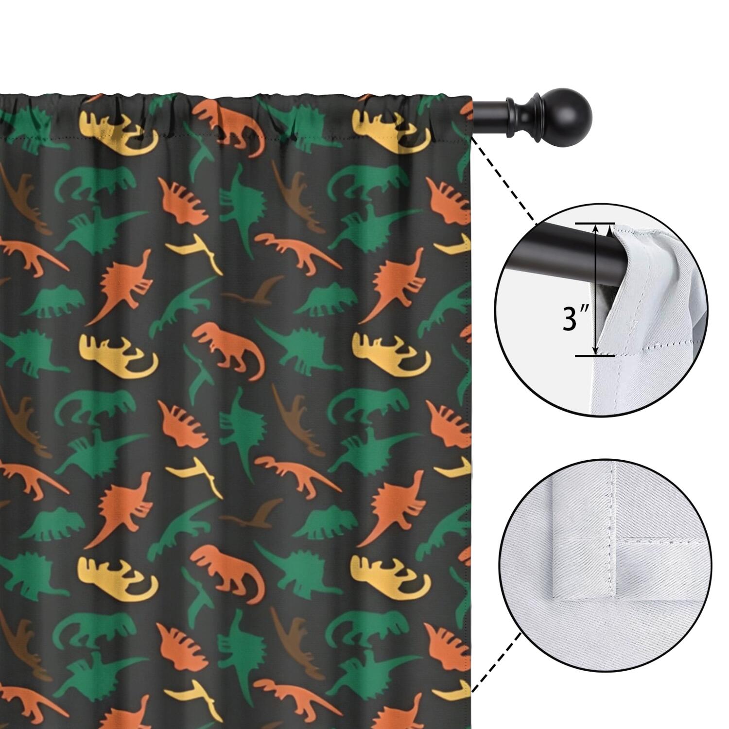 Blackout Kids Curtains,Colorful Camouflage Dinosaurs Pattern Childrens Insulated Curtains Set Of 2,Bedroom Essentials,Toddler Room Decor 42"x63"
