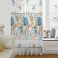 thumbnail image 5 of Vintage Beach Coastal Sheer Curtains 45 Inches Long, Nautical Shell Starfish Coral Summer Light Filering Curtains, Breathable Simi Curtain Privacy Drapes for Kitchen Bathroom Small Window Treatment, 5 of 9
