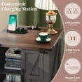 thumbnail image 4 of Farmhouse End Table with Charging Station, 19.6 Inch Rustic Wood Nightstand with Adjustable Shelf and Barn Doors, Square Sofa Side Table for Living Room, Bedroom, Grey, 4 of 7
