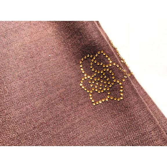 Mirayan India Sparkling Pure Pashmina Scarf, Milk Chocolate Color, Golden Floral Crystals