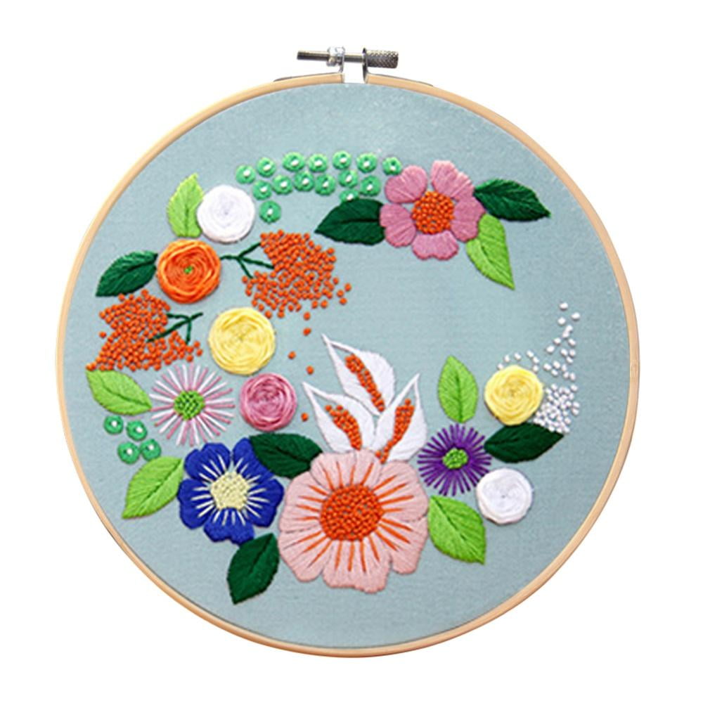 Embroidery Starter Kit Flower Pattern 20 CM with Embroidery Hoops with