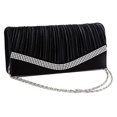 thumbnail image 3 of WQJNWEQ Pleated Satin Wedding Evening Bridal Clutch Purse with Rhinestones BK, 3 of 3
