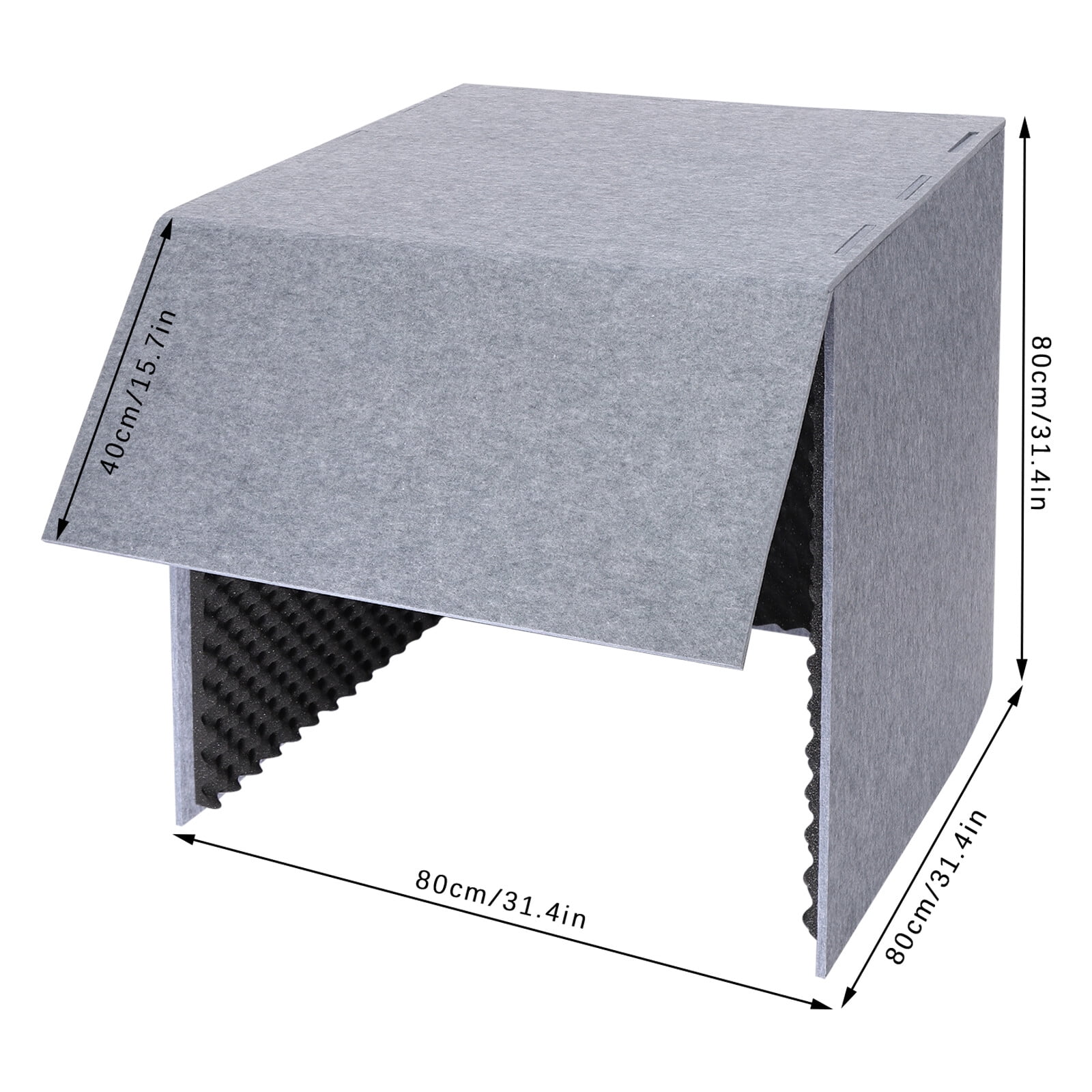 Desktop Noise Reduction Booth, 80x80cm Soundproof Cover, Black, Acoustic Foam Panels 0.47" Thick, Portable Sound Absorbing Foam for Studio, Recording, Voice Over