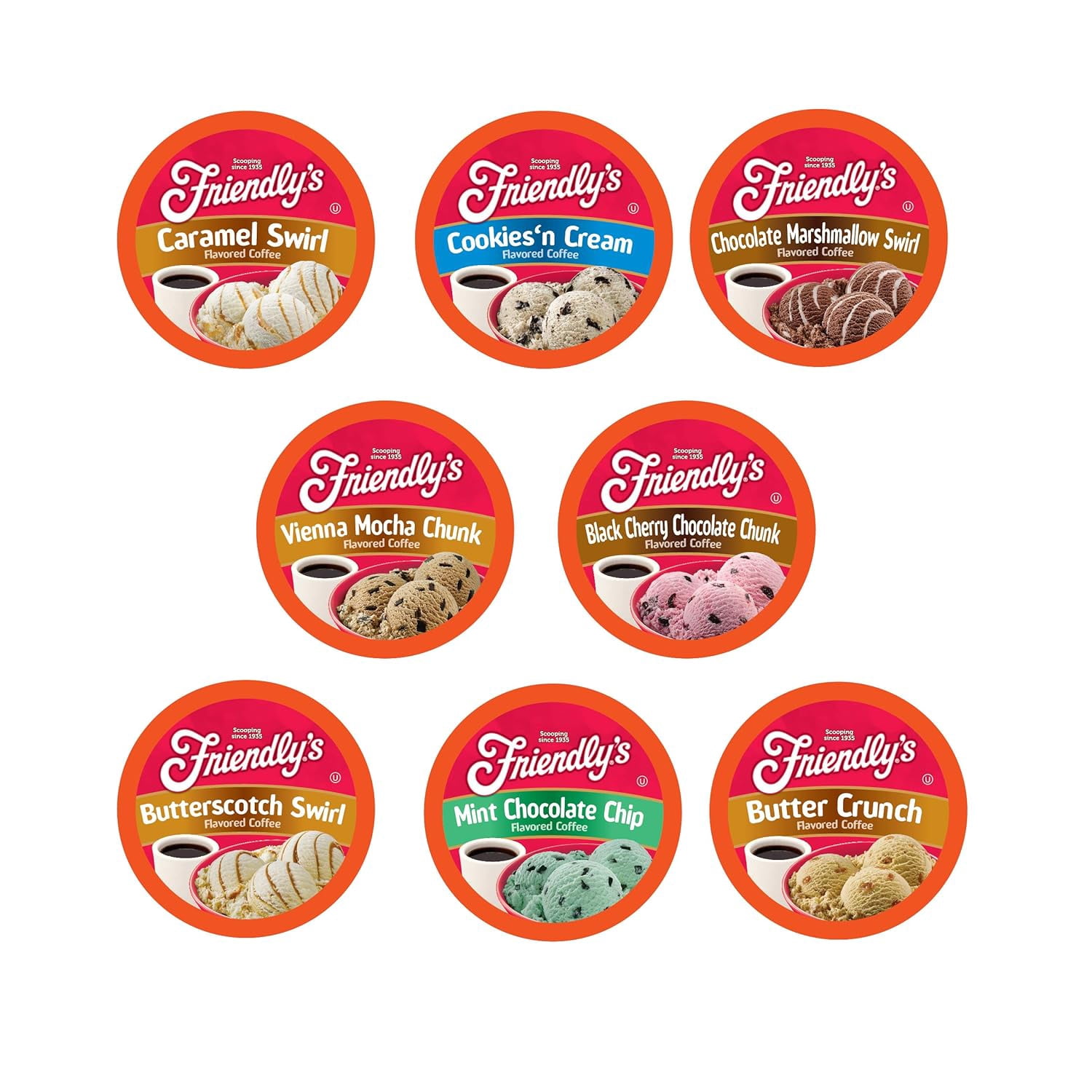 Friendly’s Premium Assorted Ice Cream Flavored Coffee Pods Made with Premium Coffee Beans, 40 Pack