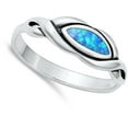 thumbnail image 4 of CHOOSE YOUR COLOR Fancy Knot Blue Simulated Opal Ring .925 Sterling Silver Band CZ Female Size 4, 4 of 4