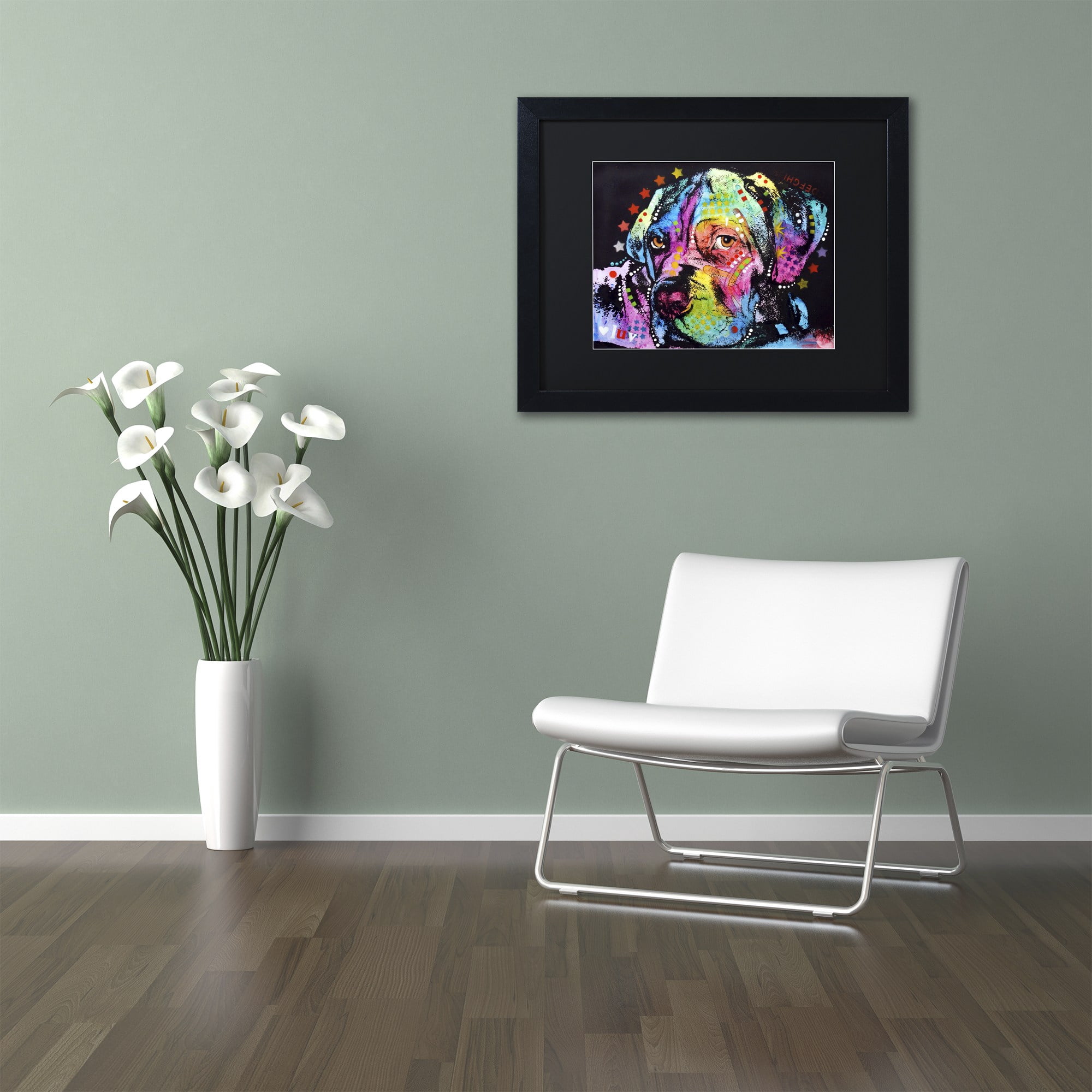 Trademark Fine Art "Young Mastiff" Canvas Art by Dean Russo, Black Matte, Black Frame