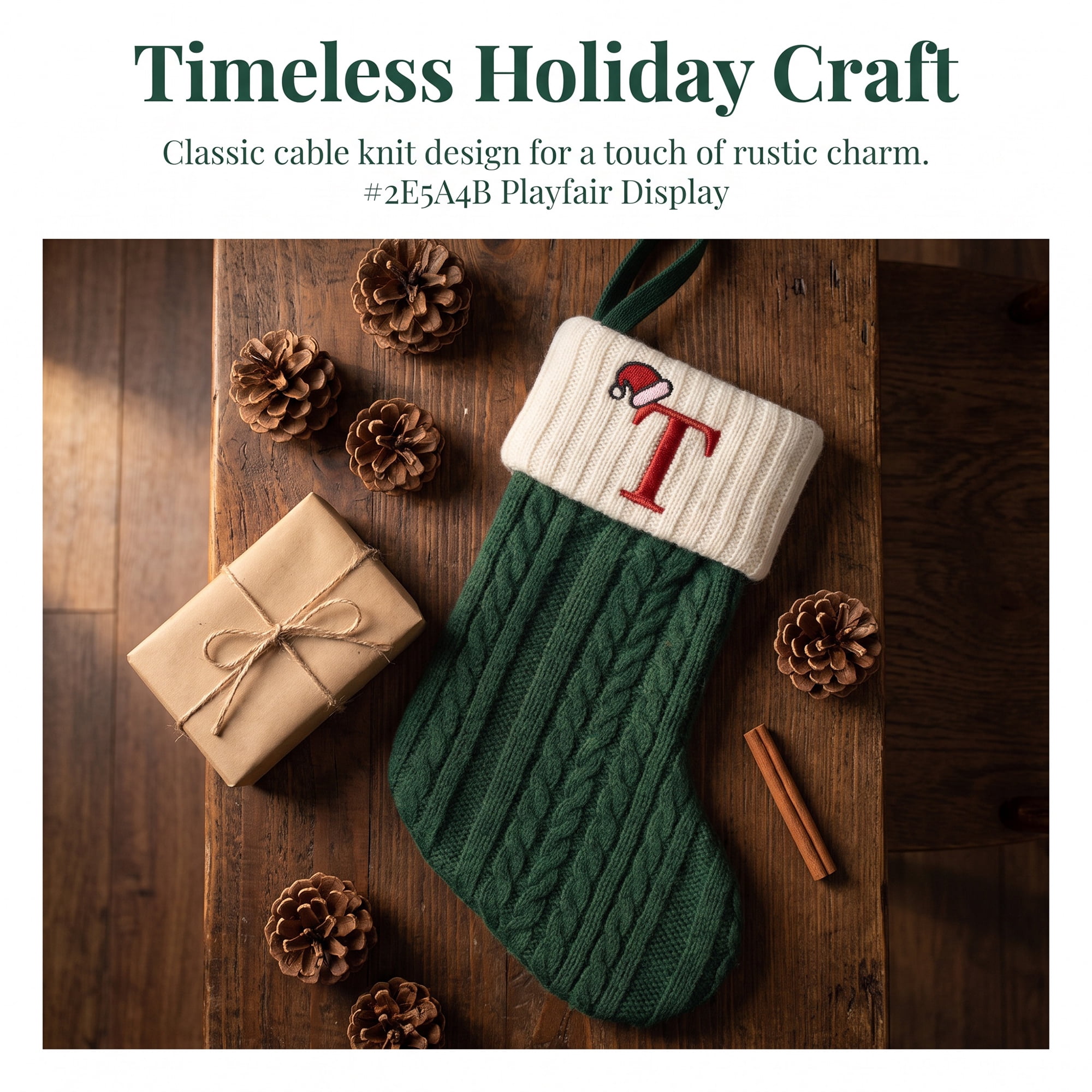 Unique Bargains Christmas Luxury Grand Hearth Accent Stocking Green Letter T 8"