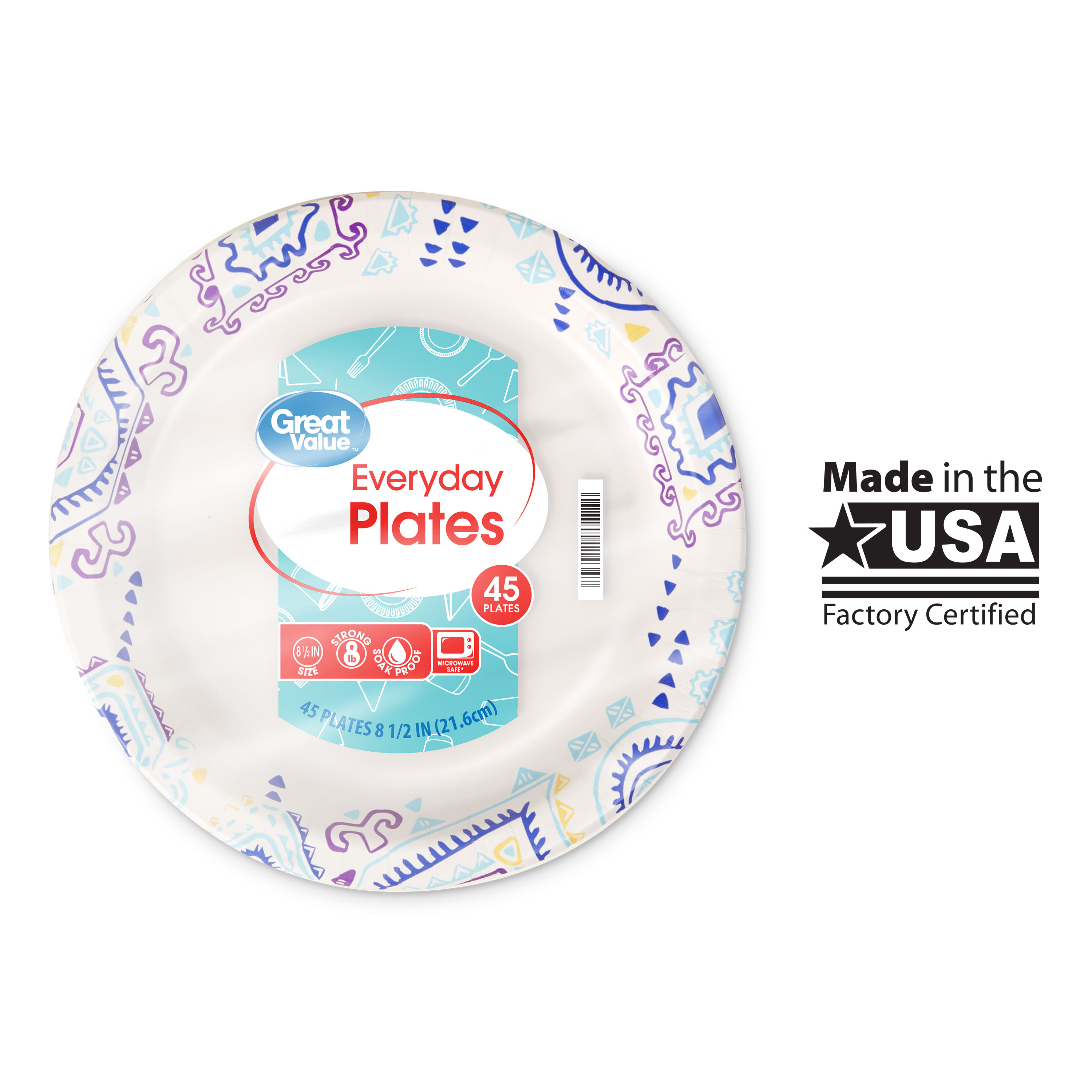 Great Value Everyday Paper Plates, 8 1/2", 45 Count - image 5 of 8