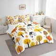 thumbnail image 3 of Feelyou Fall Autumn Adult Bedding Comforter Set 7pcs, Orange Maple Tree Queen Bedding Sets, Rustic Cabin House Reversible Queen Sheet Sets, Lightweight Room Decor, 3 of 7