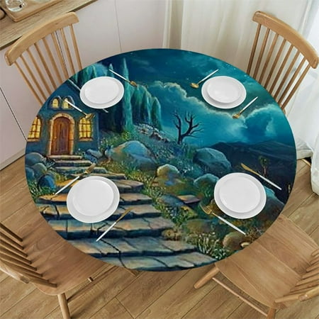 

SHERONV Moon Round Table Cover Stain Resistant and Washable for Indoor Outdoor Use Kitchen Dining Wedding Parties - Waterproof Polyester Fabric 42 -46