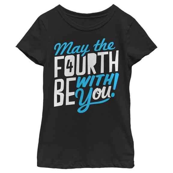 Girl's Star Wars May the Fourth Be With You  Graphic Tee Black X Small