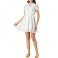 thumbnail image 1 of Vestido de camisa floral de manga corta con cuello vuelto para mujer INSPIRE CHIC L Blanco, 1 of 5