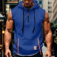 thumbnail image 2 of HBGVBA Men's Hoodie Tank Tops,Solid Color Muscle Blouse,Sleeveless Hooded Half Zip Pullover with Big Pocket Hoodie Top, 2 of 4