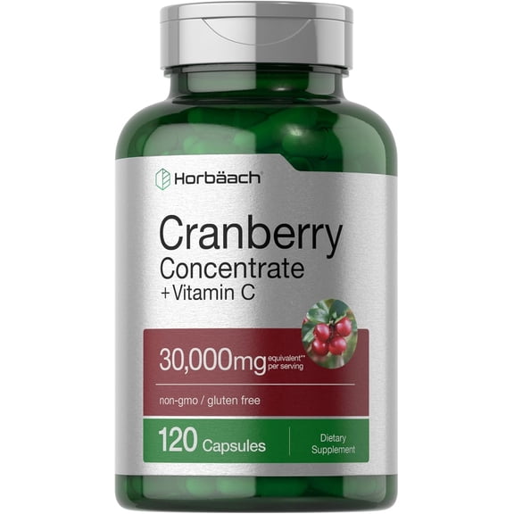 Cranberry Pills with Vitamin C | 30,000mg | 120 Capsules | by Horbaach