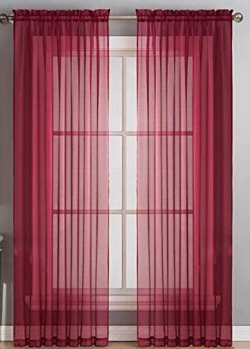 New Monte Carlo Sheer Curtain Panel Pair Burgundy 63" Rod Pocket Retails $25 