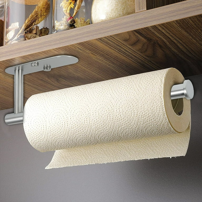 Paper Towel Holder Under Cabinet, Sliver Drilling or Self Adhesive Paper  Towel Holder, Paper Towel Roll Rack, SUS304 Stainless Steel Under Counter