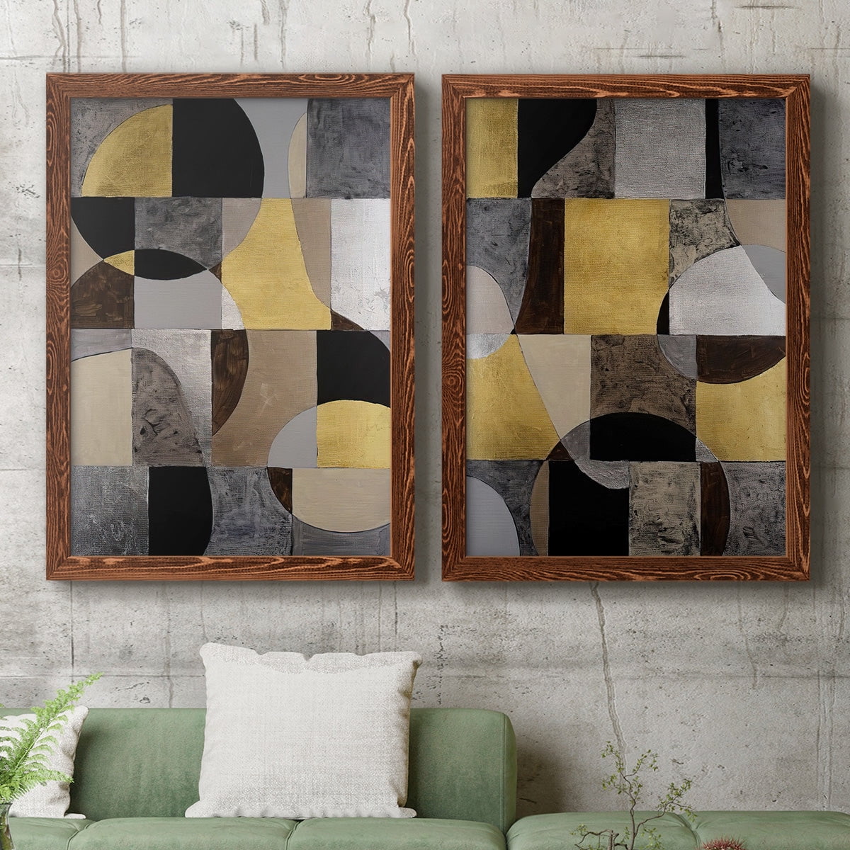 Neutral Framework I - Premium Framed Canvas 2 Piece Set - Ready to Hang