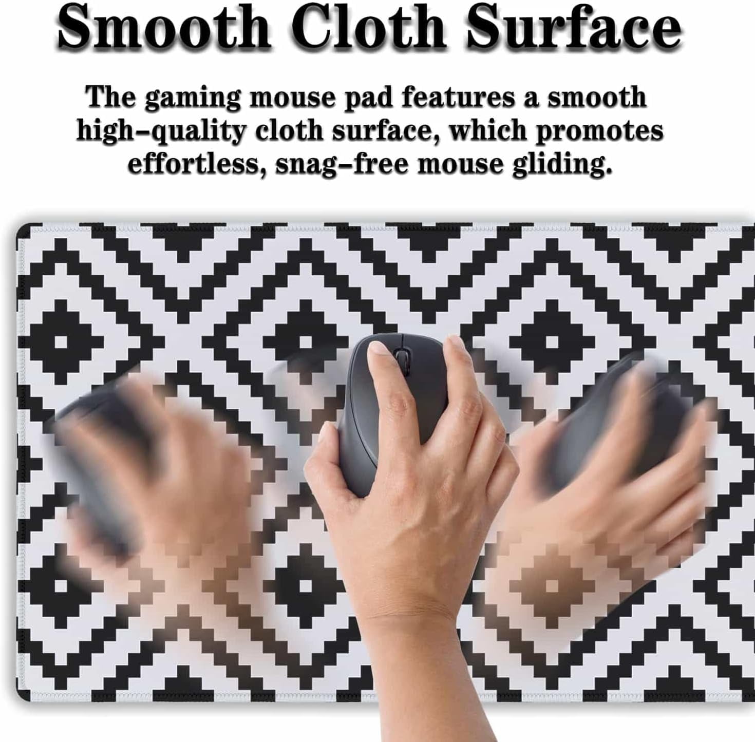 Large Mouse Pad Black and White XXL Mousepad Gaming Mouse Pads Computer Desk Mats Extra Large Desk Pad Non-Slip Rubber Base 35.4" X 15.7" for Game Office, Classic Rhombus Pattern