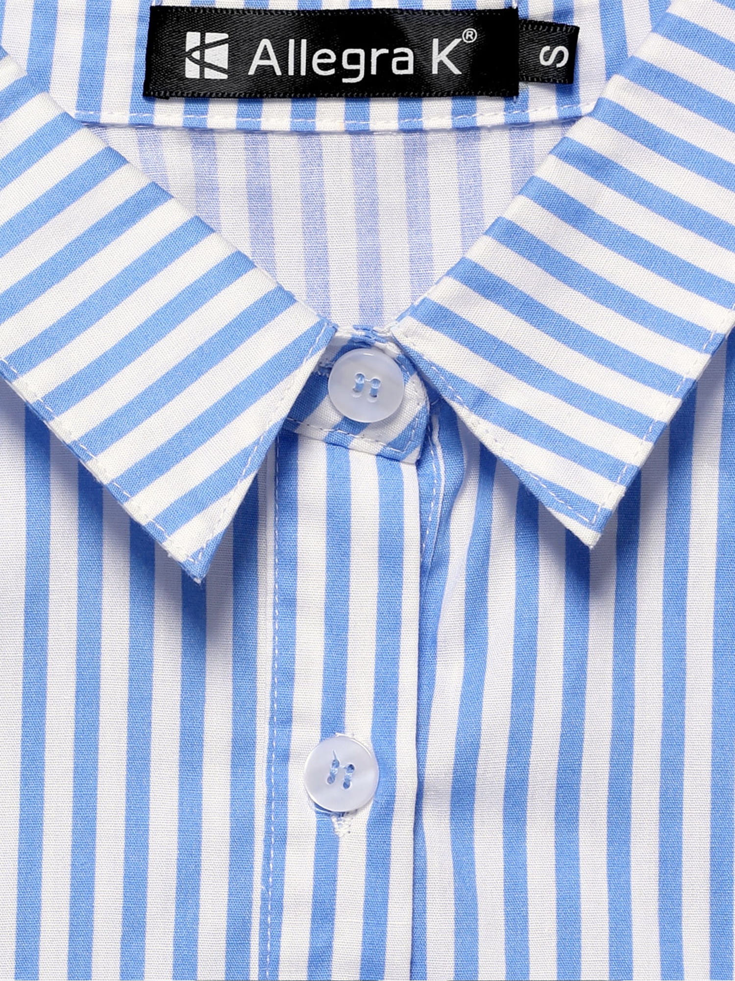 DARING DIVA Women's Button Down Long Sleeve Vertical Stripes Shirt XS Light Blue
