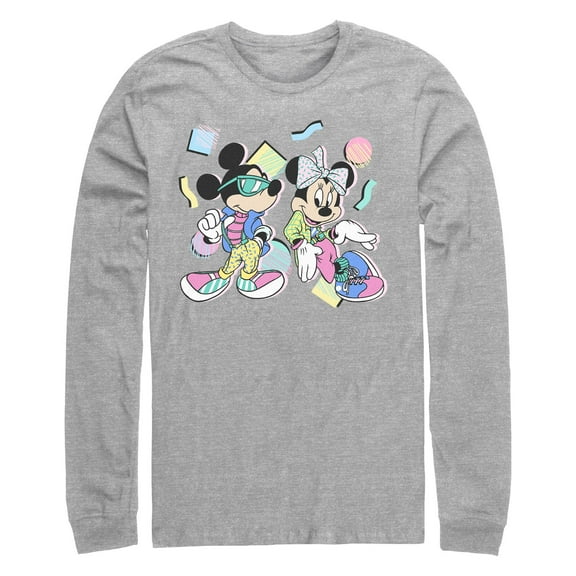 Men's Mickey & Friends '80s Minnie and Mickey Mouse  Long Sleeve Shirt Athletic Heather X Large