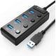 thumbnail image 1 of Hub USB de 4 puertos, Hub USB 3.0 con Switch Independiente y LED-negro, 1 of 7