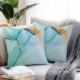 thumbnail image 2 of Abstract Teal Outdoor Pillow Covers Pack of 2 Green Gold Marble Natural Stone Cracks Modern Waterproof Throw Pillow Covers Decorative Cushion Cases for Patio Garden Tent Balcony Couch 26x26 inch, 2 of 8