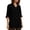 Black, variant on Womens Casual Loose Fit V Neck Top - Breathable Cotton Linen Blend Blouse with Roll Tab Long Sleeves - Red,Size 4XL