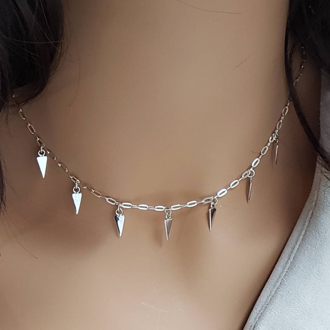 silver spike necklace