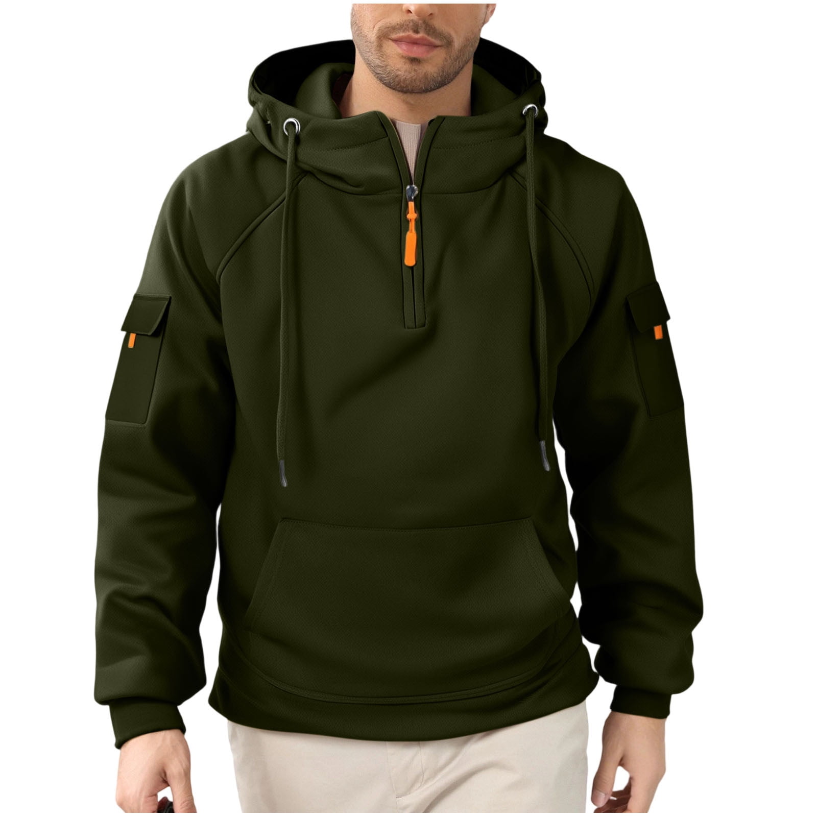 ZCFZJW Tactical Hoodies for Men - Military Fleece Lined Cargo