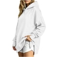 thumbnail image 5 of thefmos Women's Fall Winter Hooded Slit Pullover Tops Sweatshirts Loose Casual Hoodie Long Sleeve Tunic Blouses with Pocket Trendy Vacation Clothes, White 2XL, 5 of 6