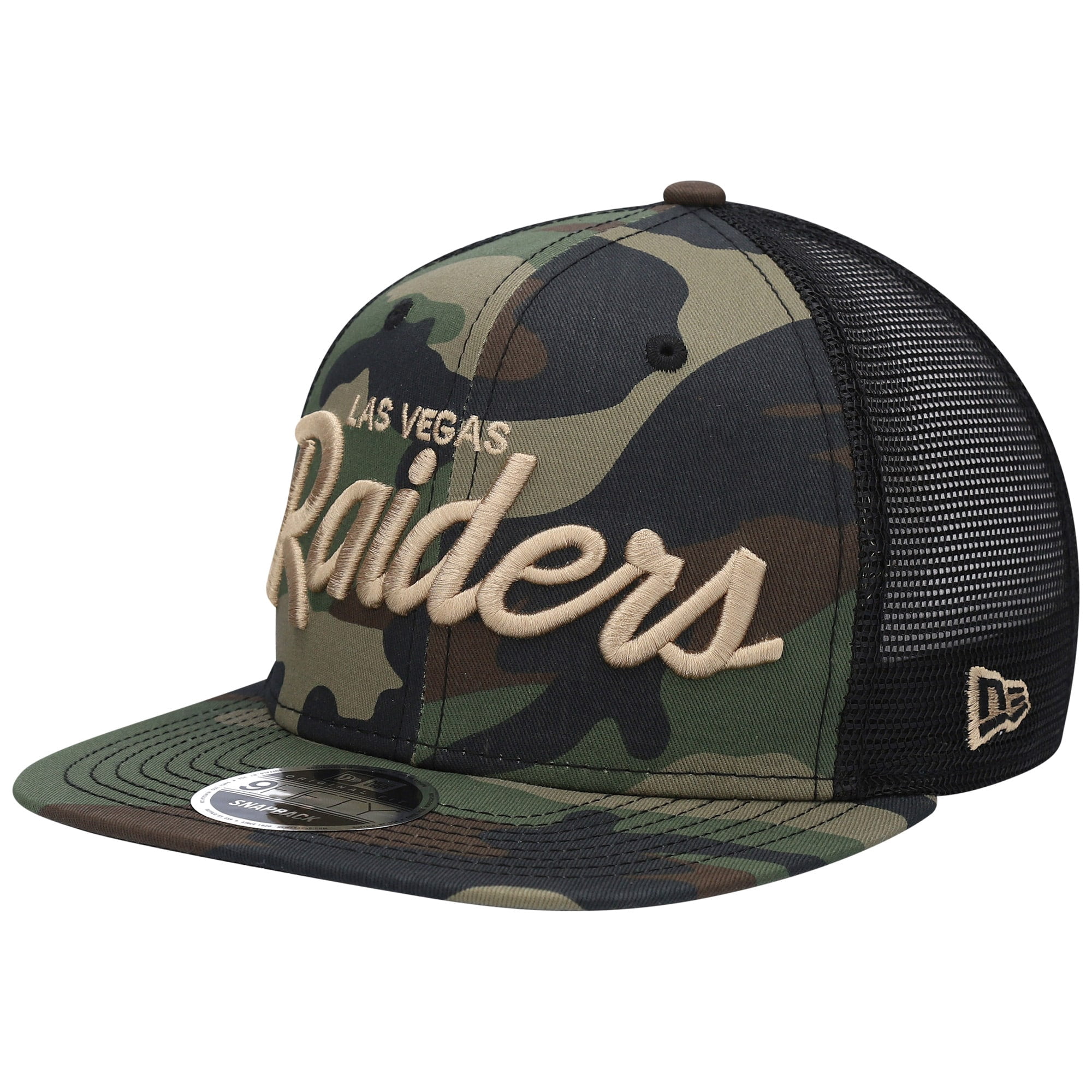 Las Vegas Raiders New Era Woodland Trucker Ii 9fifty Snapback Hat Camo Black Osfa Walmart Com Walmart Com