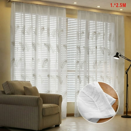 Feather Embroidered Voile Curtains For Living Room Bedroom Sheer