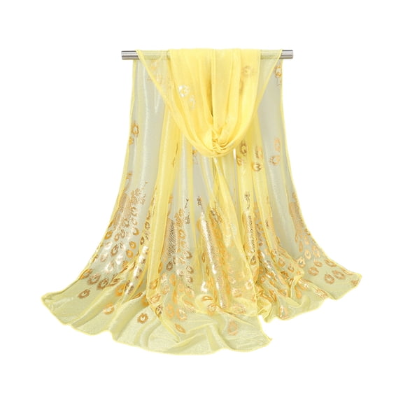 IYYVV Women Lightweight Scarf Breathable Print Long Fashion Wedding Evening Dresses Scarves Yellow