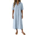 thumbnail image 2 of EliteGoogv Womens Polo Dresses Short Sleeve Collared Midi Dresses For Women Relaxed Straight Fit Summer Dresses Vacation Wedding Guest Dresses BU2, 2 of 4