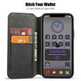 thumbnail image 2 of Casus Classic Wallet Case Leather Logo View Card Holder Cover for Apple iPhone 11 Pro - Black, 2 of 8