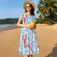 thumbnail image 4 of Vsdgher Homards pour Femmes Été 2025 Robes Midi Maxi Décontractées Légères Manches Courtes Col Rond Robe de Plage, 4 of 6