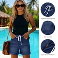 thumbnail image 4 of Yievot Jean Shorts for Women Trendy High Waisted Drawstring Denim Shorts Summer Casual Jorts with 5 Pockets, 4 of 6