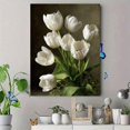 thumbnail image 4 of Qisvanset White Tulips Oil Painting Canvas Wall Art 15.75x11.81 INCHES, 4 of 8
