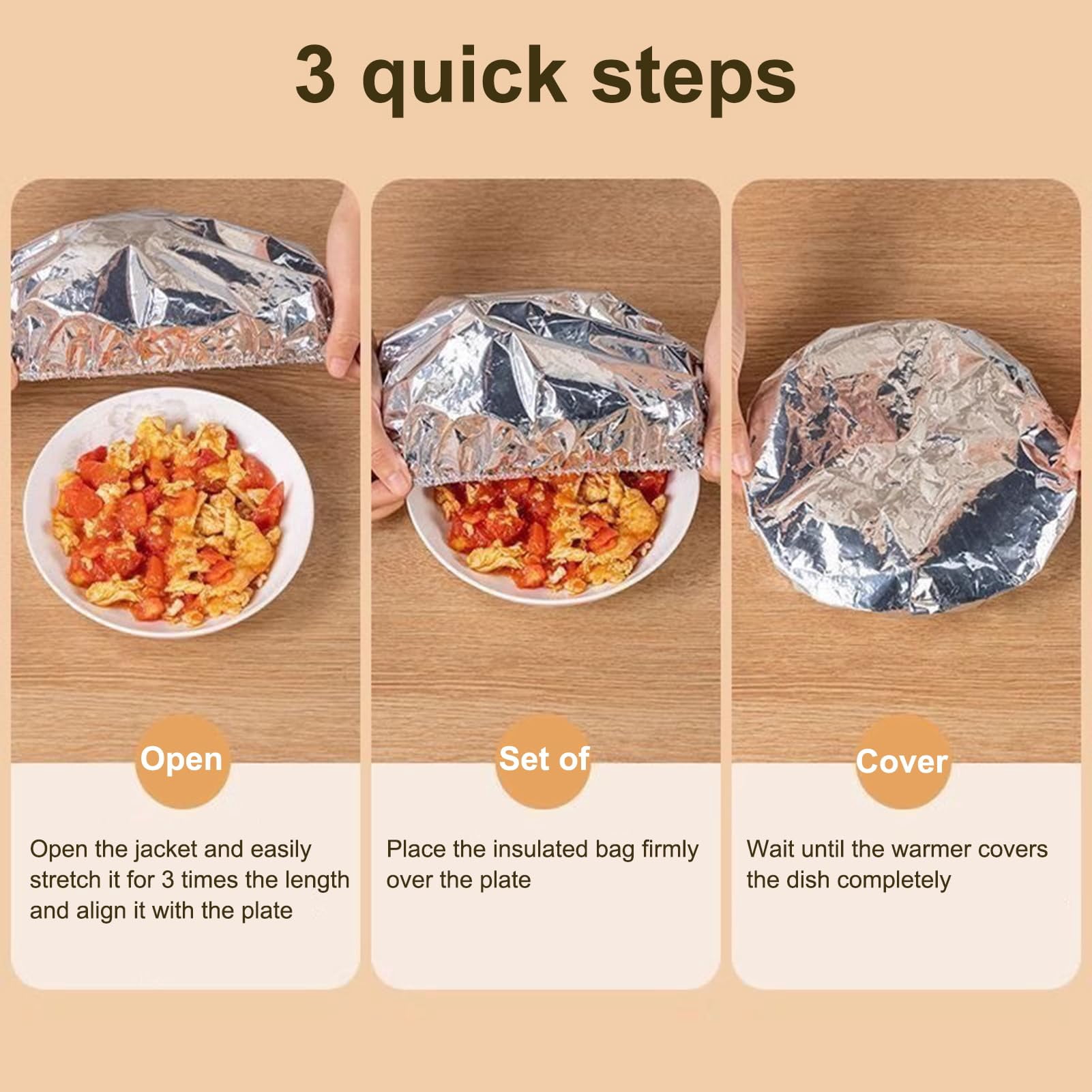Aluminum Foil Heat Retaining Covers Elastic Edge Reusable Food Wrap Lids for Bowls Plates and Leftover Storage