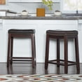 thumbnail image 4 of Linon Cessford 26.5" Backless Counter Stool, Dark Brown with Brown Faux Leather, Includes 2 Stools, 4 of 5
