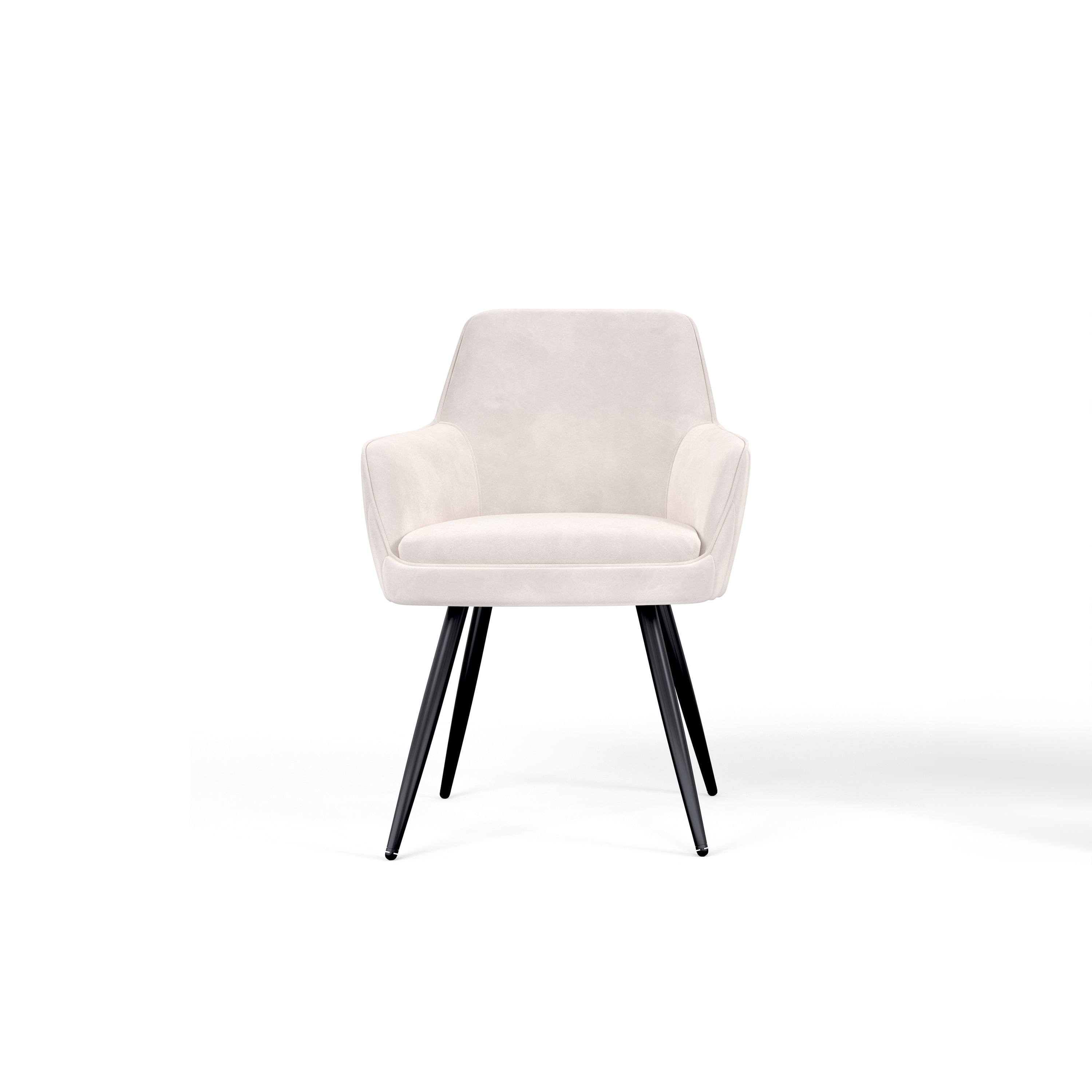 Beige Modern Mid-Century Upholstered Accent Chair with Channel-Tufted Back, Set of 2