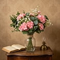 thumbnail image 6 of 2Pcs Fake Flowers, Rustic Faux Flowers for Wedding Arrangement, Pink Artificial Flowers for Coffee Table Shelf Windowsill Spring Vase Arrangement Home Decoration, AKLJWH - #02 Pink, 6 of 7