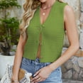 thumbnail image 5 of Kaemgyyd Going out Tops for Women Casual Deep V Summer Knit Sweater Vest Cute Trendy Sleeveless Button down Slim Shirt Blouse, 5 of 7