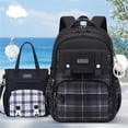 thumbnail image 2 of 2Pcs Cute Backpack Set for Girls Kids Large Capacity Lightweight Bookbag for Elementary Middle School Students Waterproof Preppy Plaid Daypack, 2 of 4