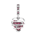 thumbnail image 3 of 925 Sterling Silver Wrapped Silver Wire Pink Crystal Heart Dangle Charm for Bracelet Charms Bangle Pendant Jewelry, 3 of 3