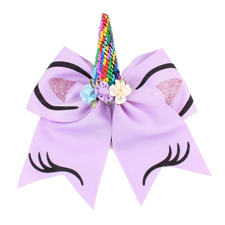 AkoaDa Glitter Unicorn Hair Bows With Horn Headband For Girls  Flower Hair Clip School Kids Party Hairgrips Hair Accessories