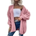thumbnail image 2 of Women's Oversized Cardigan Sweater Front-Open Knitted Lantern Long Sleeve Thick Jacket, 2 of 6