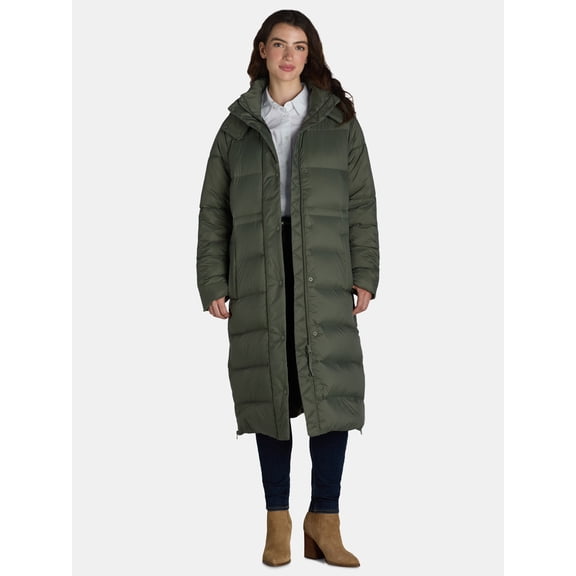 Ozark Trail Women's and Women's Plus Long Hooded Responsible Down Filled Parka, Sizes XS-3X