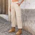 thumbnail image 6 of Jeans for Women Casual Lightweight Elastic Waist Stretchy Pants Summer Trouses with Pockets Khaki S, 6 of 7